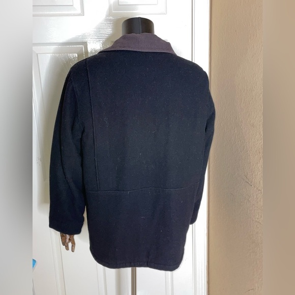 Vintage Timberland Weather Gear Black Wool Heavy Down Jacket Flannel Lined Sz Sm - Picture 2 of 11